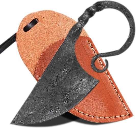 Handmade Viking knife - Hand Forged Celtic Pocket Knife - Hardened Blade Vintage Art Collection - Carbon Steel Necklace Knife with Sheath