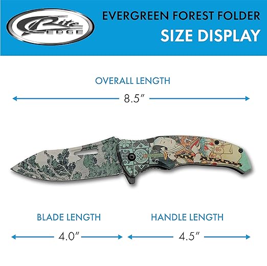 SZCO Supplies 8.5” Evergreen Forest Liner Lock EDC Folding Knife With Pocket Clip