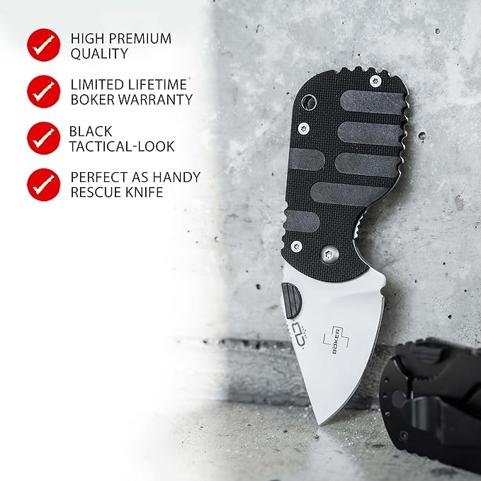 Boker Plus Subcom 2.0 Black - knife with Zytel handle scales - folding knife with D2 blade - small knife with clip