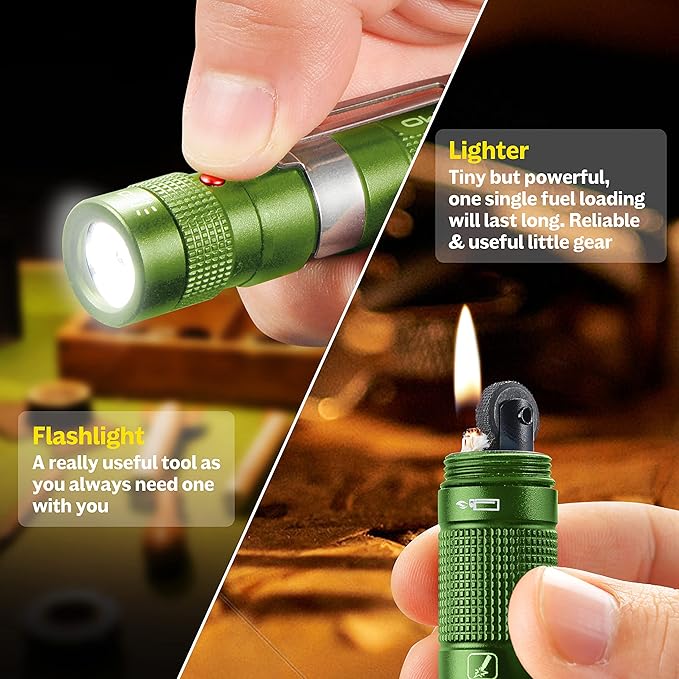 Gifts for Men Women POXIMO EDC Multitool 5-in-1 Tactical Survival Gear with Flashlight, Lighter(No Fuel), Glass Breaker, Whistle, Cutter, Compass, A Cool Birthday Gift, Nice Camping Tool Kit