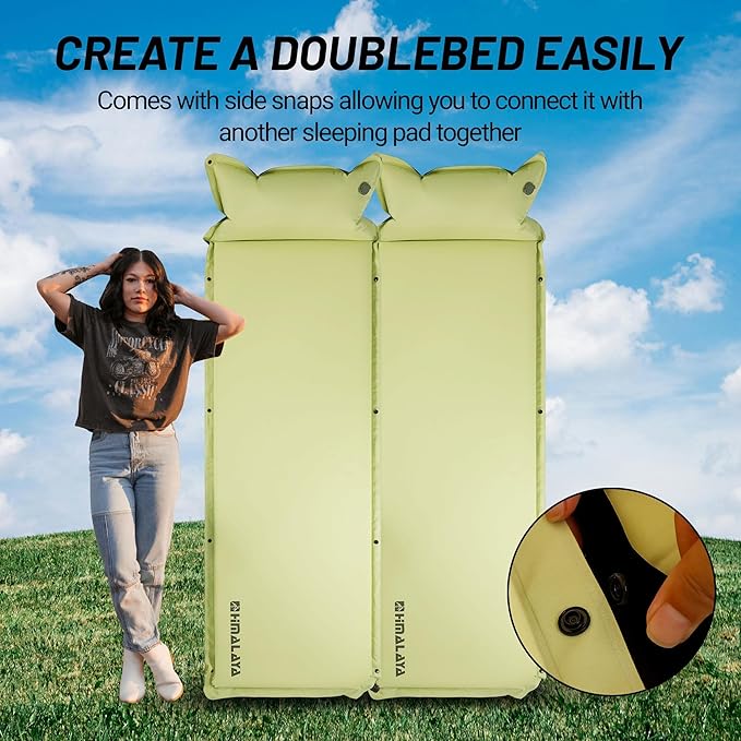 Lightweight Camping Sleeping Pad Inflatable Sleeping Mat Compact Camping Air Mattress with Pillow Backpacking Foam Sleeping Pad