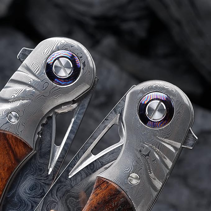 Hand knife with 3.7-inch pocket knife, Japanese SKD11 Damascus steel, outdoor camping knife, forged steel knife, EDC folding knife