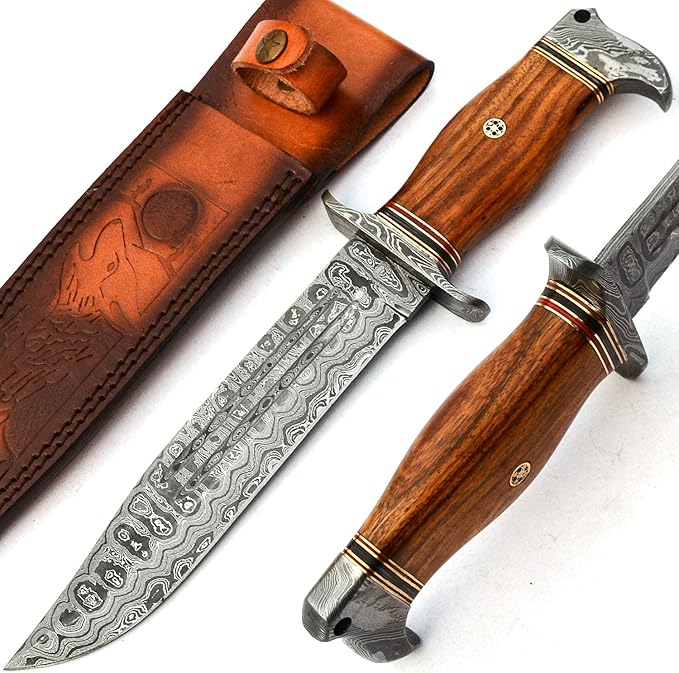 PAL 2000 KNIVES BOW-9660 Custom Handmade Damascus Steel Fixed Blade Hunting Bowie Knife