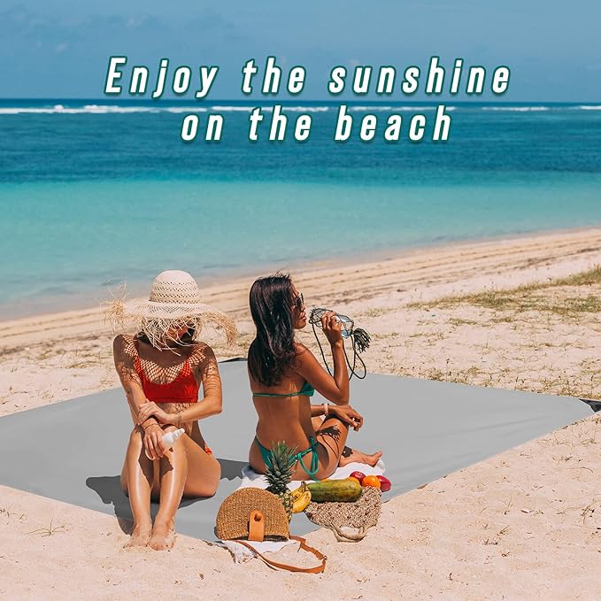 Odoland Beach Blanket Picnic Blanket, SandProof Waterproof Outdoor Pocket Blanket with Portable Bag, Foldable Lightweight Sand Free Quick Drying Beach Mat for Hiking Camping Picnics Travel Concert