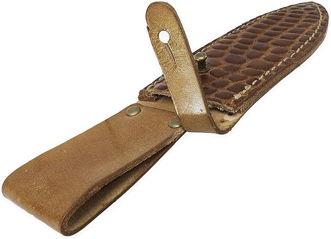 Toferner Hand Forged Knife Crocodile with Sheath, Vintage Knife for Antique Collection, Genuine Leather Case, Hardened Blade, Hand Made Craft, Gift Idea for Men