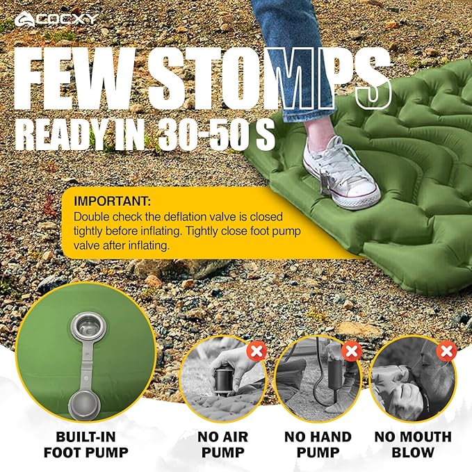 Sleeping Pad Ultralight Inflatable Sleeping Mat with Pillow & Built-in Foot Pump, Self Inflating Sleeping pad Waterproof - Ultimate for Camping, Traveling, Backpacking, Tents,Airpad