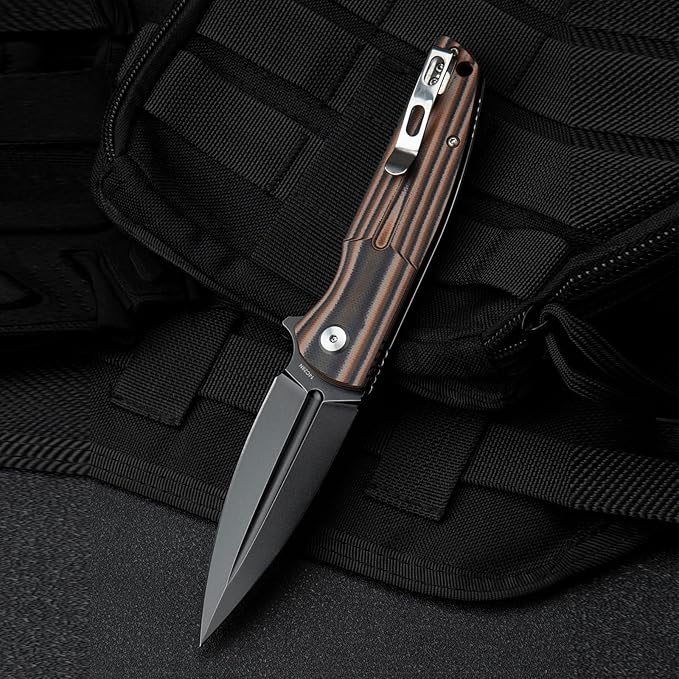 BESTECH KNIVES Pocket Folder Folding Knife: 3.67" 14C28N Steel Black Blade, G10 Handle, EDC Clip, BG34C-3 (Black Desert)