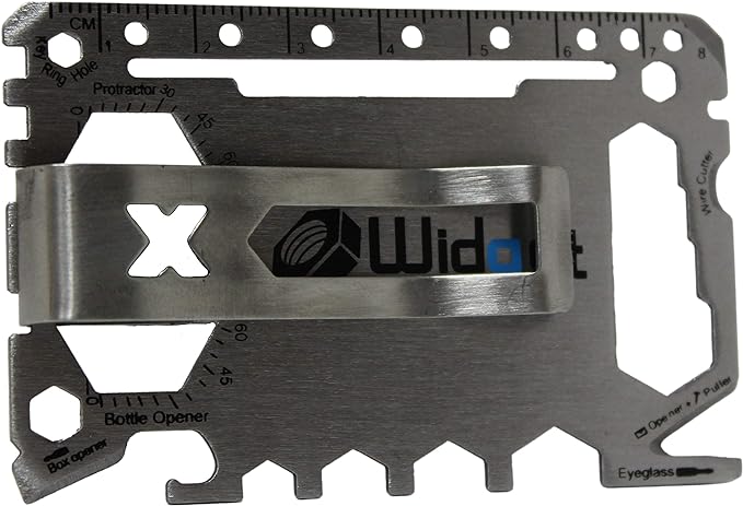 W4W, Multi purpose survival Pocket tool - 43 in 1 - credit card wallet size Ninja Multitool With Money Clip (Silver)