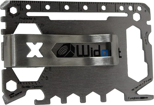 W4W, Multi purpose survival Pocket tool - 43 in 1 - credit card wallet size Ninja Multitool With Money Clip (Silver)