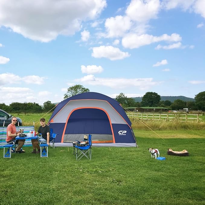 CAMPROS CP Tents for Camping 6 Person Waterproof Windproof Double Layer Family Camping Tent, Easy Setup Dome Tent with Large Mesh Windows & Wider Door for Outdoor Camping & Hiking