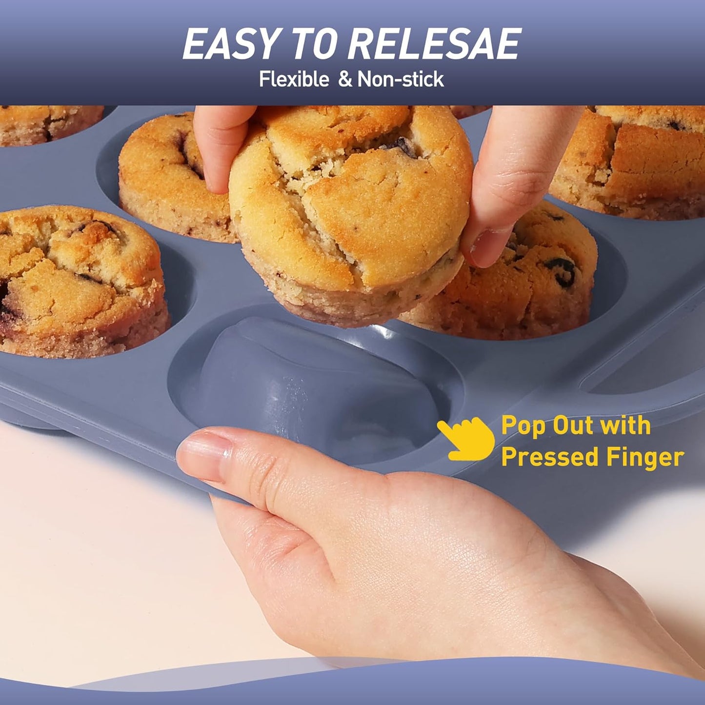 2 Packs 12 Cups Silicone Muffin Pan with Metal Reinforced Frame Regular Size Cupcake Pan Tray Egg Bites Silicone Circle Cookie Molds Muffin Tin Tart Pans Baking Sheet Set for Breakfast Sandwiches