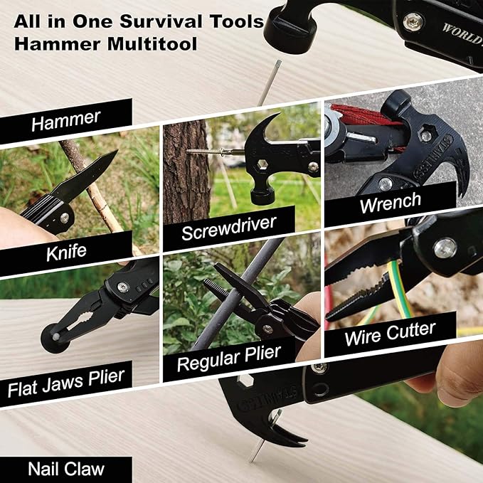 Gifts for Dad from Daughter Son,All in One Survival Tools Hammer Multitool Camping Accessories,Birthday Father's day Christmas Thanksgiving day Valentine's day Gift Ideas for Men Father Him,ATH-202