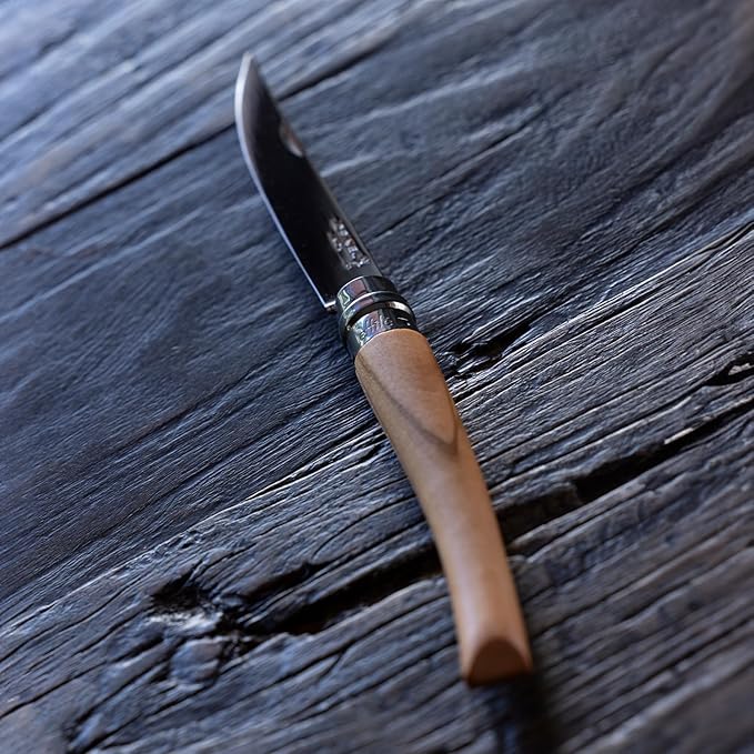 Opinel Effile Slimline Series Folding Fillet Knife – Slim Blade Folding Knife, Virobloc Locking Collar, Sustainably Harvested Wood Handles, Updated Blade Profile (Olivewood/No.10)