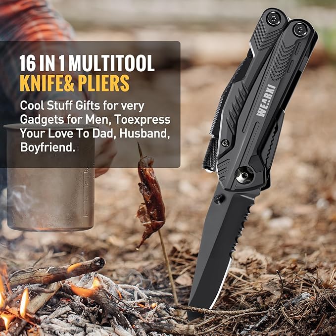 WEARXI Stocking Stuffers for Men Adults, Multitool Pocket Knife Gifts for Men, Mens Gifts for Christmas, Birthday Gifts for Dad, White Elephant Gifts for Adults, Dad Gifts for Men Who Have Everything