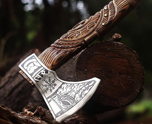 | Viking Axe,Hatchet,Throwing Axe,Hand Axe,Gift for him,Wood Working Tool,Viking Gifts for Men,Camping Hatchet,Tomahawk,Bearded Axe (WCA-014)