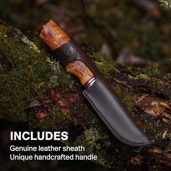 HELLE Knives - Futura - Fixed Blade - Classic Knife - Birch Wood Handle - H3LS Stainless Steel - Made in Norway