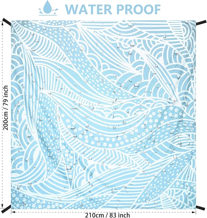 Beach Blanket, Sandproof Beach Mat, Waterproof Quick Drying Lightweight Outdoor Picnic Mat 79" X 83" for 2-4 Adults with Pocket for Travel, Camping, Hiking