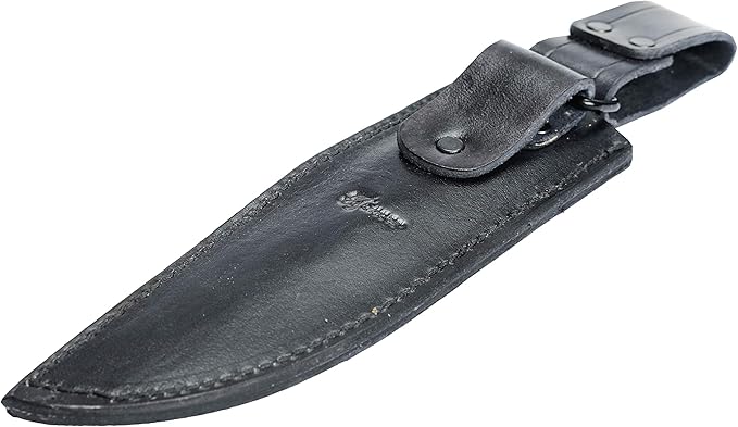 Toferner Hand Forged Knife Wolf with Sheath, Vintage Knife for Antique Collection, Genuine Leather Case, Hardened Blade, Hand Made Craft, Gift Idea for Men (Black)