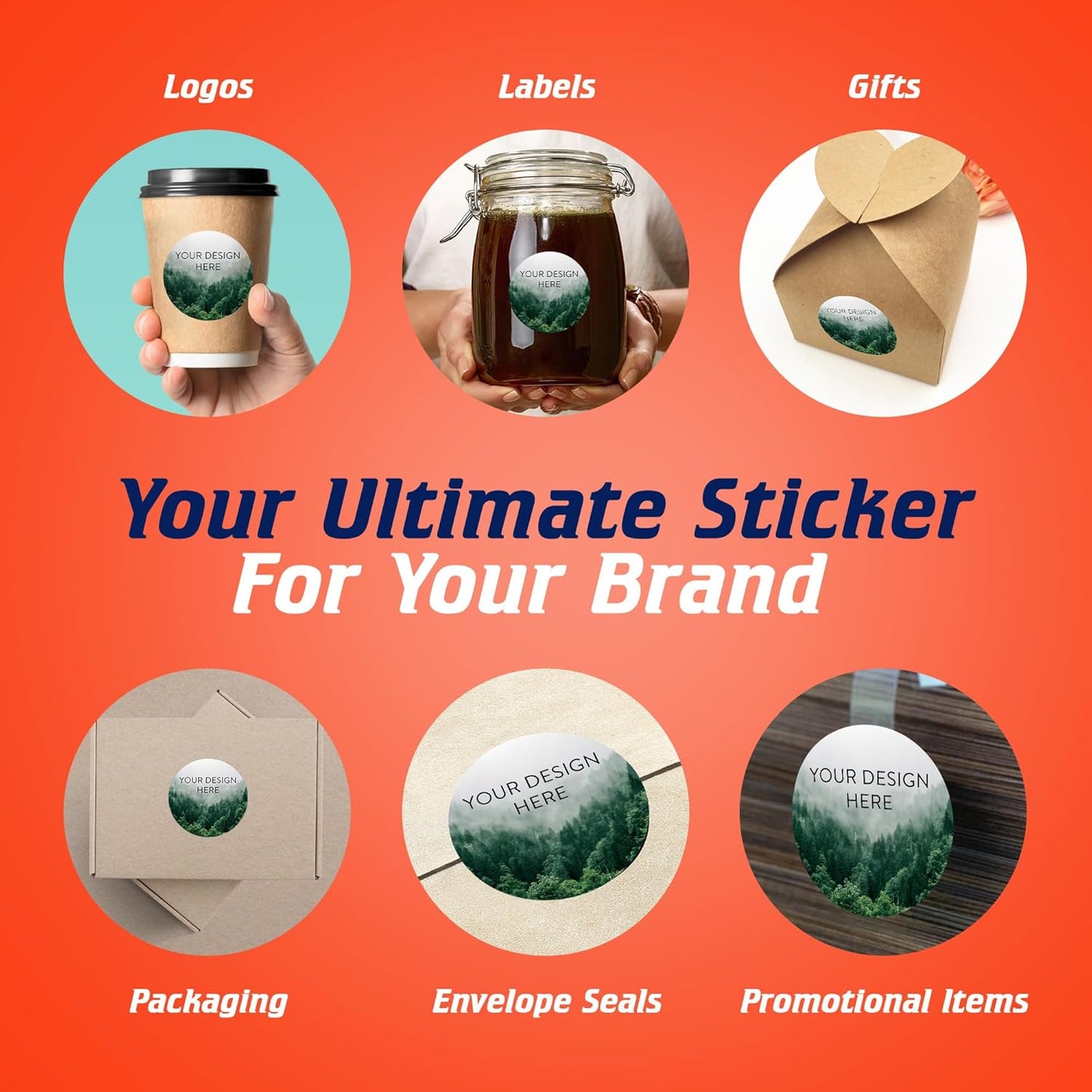 100 Custom Vinyl Stickers - Upload Your own Image, Text, Design, Logo - Personalized Logo Labels for Handmade, Packaging, Bottle, Jars, Candle, Brand Stickers (Foggy Valley, 2x2)