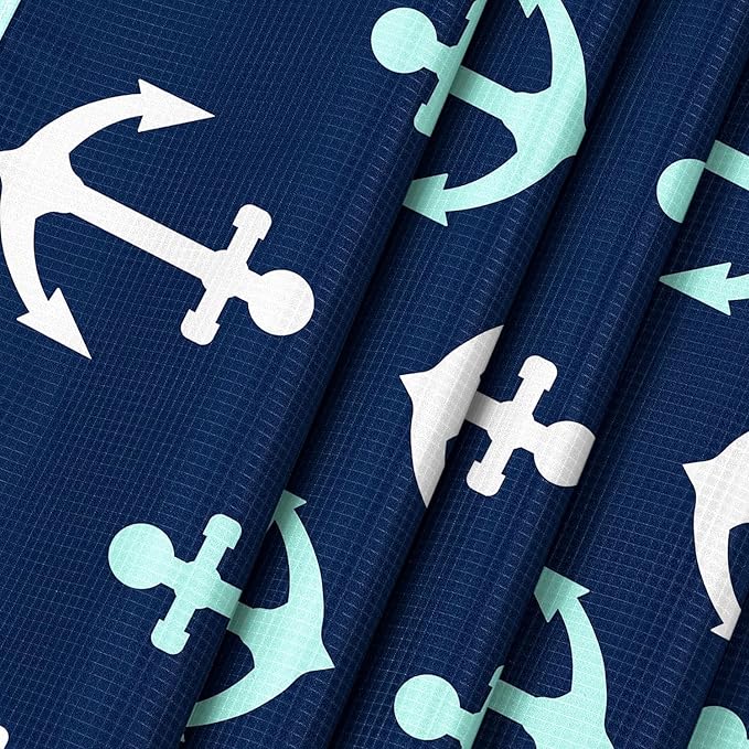 Nautical Beach Blanket Sandproof, Foldable Waterproof Sand Free Beach Picnic Mat, 78''×86'' Large Compact Portable Ocean Themed Outdoor Pocket Blanket With 4 Stakes for Travel, Camping - Navy Anchors