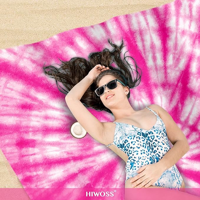 Beach Blanket Waterproof Sandproof Oversized 95”x 80”,Sand Free Beach Mat with Corner Pockets,Portable Mesh Bag for Beach Festival,Picnic,Travel and Outdoor Camping (PinkFloyd)