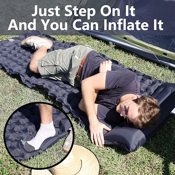 LISANNE Camping Sleeping Mat Inflatable Camping Mattress with Built in Foot Pump,Ultralight Compact Sleeping Pad for Camping,Backpacking,Hiking,Traveling,Tent,Rv,Waterproof and Portable