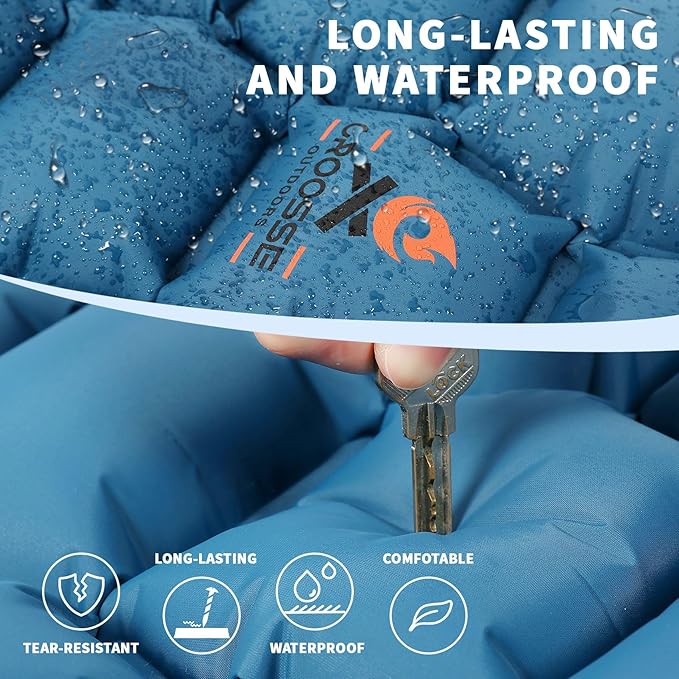 Sleeping Pad for Camping - Inflatable 2 Inch Sleeping Mat for Backpacking, Ultralight Camping Pad for Tents, Compact Camping Air Mattress for Hiking, Car Travel, and Sports