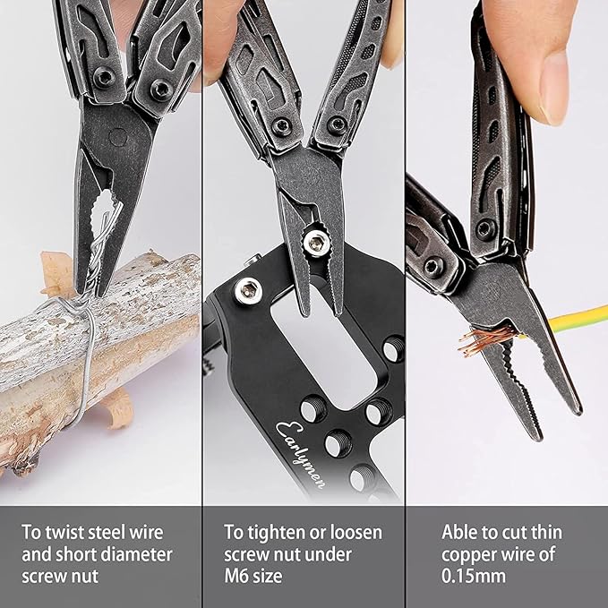Nextool EDC Keychain Multitool, 10 in 1 Mini Pocket Knife Multi Tool with Needlenose Pliers, Scissors, Mini Useful Cool Gadgets for Men, Gifts For Dad Men Him Boyfriend-Dark