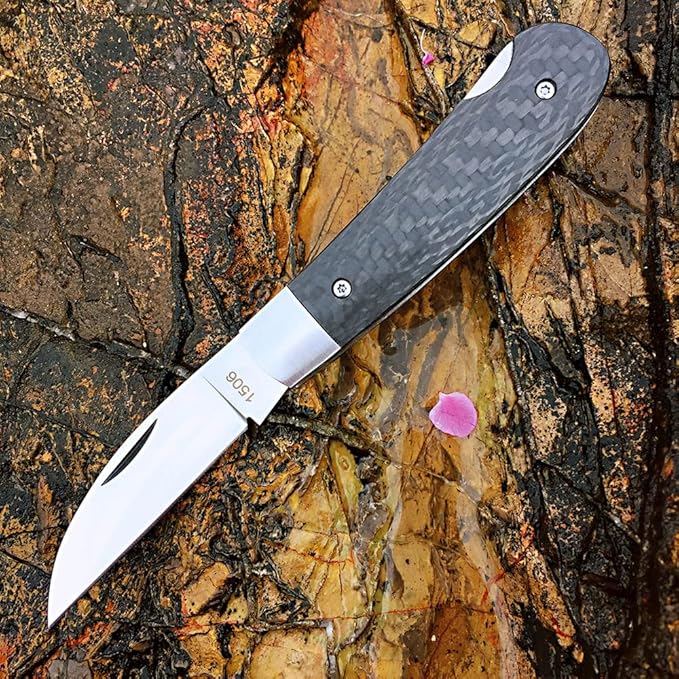 Watchman Brother1506 Blade Knife Carbone Fiber Bone Grips Lock Back Pocket Knife … (carbon fiber)