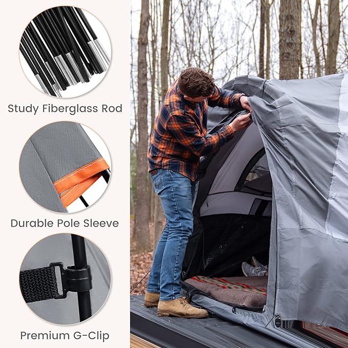 HEYTRIP Truck Bed Tent 5.0ft-6.8ft Waterproof Pickup Truck Tent Double Layer 2 Person Truck Tent Camper for Camping Fishing