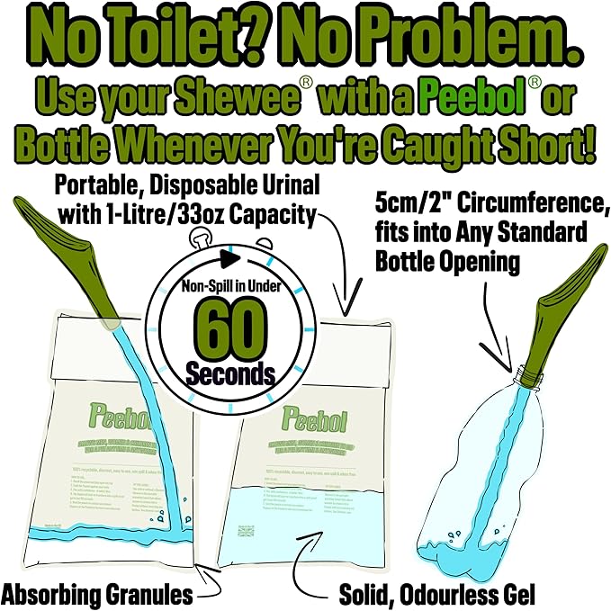 SHEWEE Extreme Female Urinal – UK Made Reusable Pee Funnel, Travel Essential Camping Accessories Festival Essential, Stand to Pee Female Urination Device
