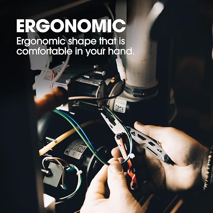 True Utility TI Locking Pocket Multi-Tool, 8-in-1 Tool kit, Titanium Nitride Frame, All-in-One EDC Asset for Camping, Hunting, Fishing, and Hiking, Silver/Red, One Size