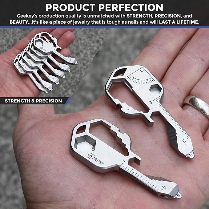 Multi-tool | Original Key Shaped Pocket Tool | Stainless Steel Keychain Utility Gadget | 16+ Tools | TSA Safe Multitool | Gift for Men, Women, Valentine's, Groomsmen, Birthday, Father