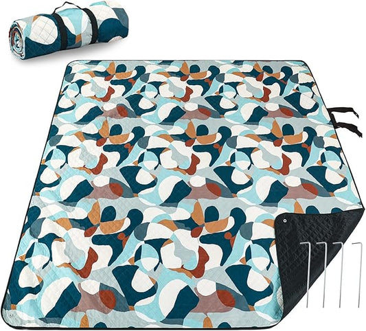 Picnic Blankets Extra Large, Waterproof Foldable Outdoor Beach Blanket Oversized 83x79” Sandproof, 3-Layer Picnic Mat for Camping, Hiking, Travel, Park, Concerts-Camouflage