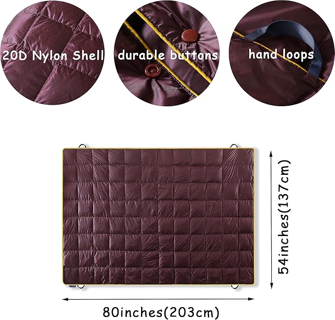 Outdoor Down Blankets Camping Blanket - Extra Puffy,Packable,Waterproof,Lightweight and Warm | Ideal for Outdoor,Travel,Beach,Camping,Stadium,Festivals,Hammock,Backpacking | puffy Camp Quilt