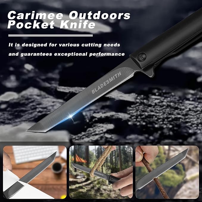 BLADESMITH Premium Pocket Knife with Quick Flipper Open, Durable Stainless Steel Blade, Sleek Black Handle, Easy One-Handed Operation, Portable and Compact, Ideal for Everyday Carry and Outdoor Use