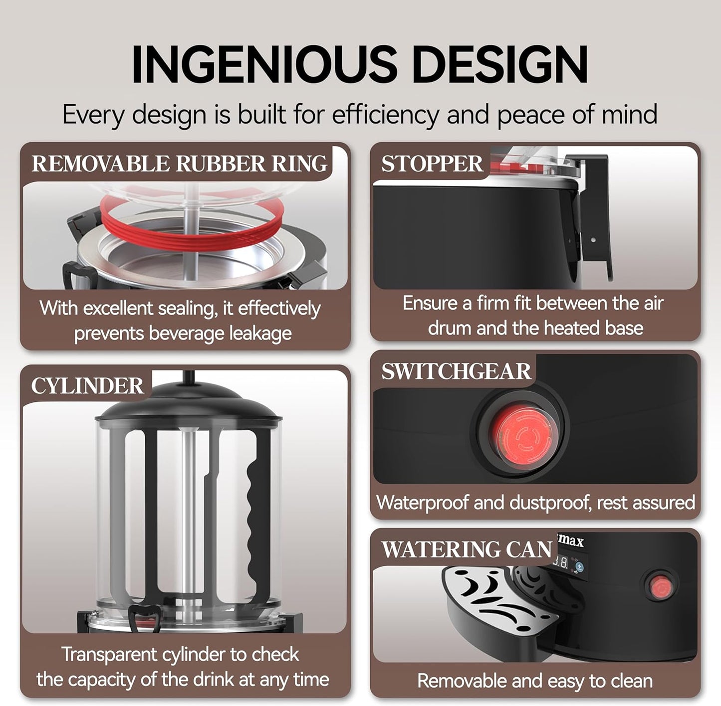 10L Commercial Hot Chocolate Machine 86-194℉ Intelligent temperature control hot chocolate maker, hot beverage dispenser for Chocolate Drink, Cocoa, Milk, Coffee, Juice (10L)