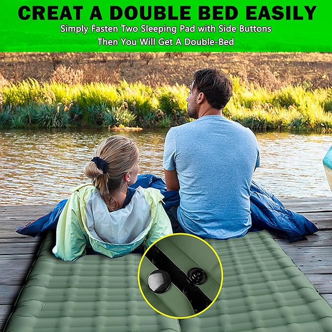 Self-Inflating Camping Sleeping Pad, Green Sleeping Mat Single Air Mattress with Foot Pump, Extra Thickness 4.7” Camping Mat Inflatable Sleeping Pad for Camping Hiking Tent Picnic, Green
