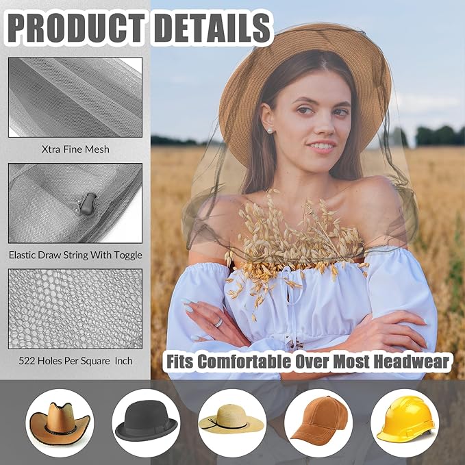 HESTYA 4 Pack Mosquito Net Face Mesh Net Protecting Net for Outdoor Hiking Camping Climbing Mosquito Fly Insects Preventing