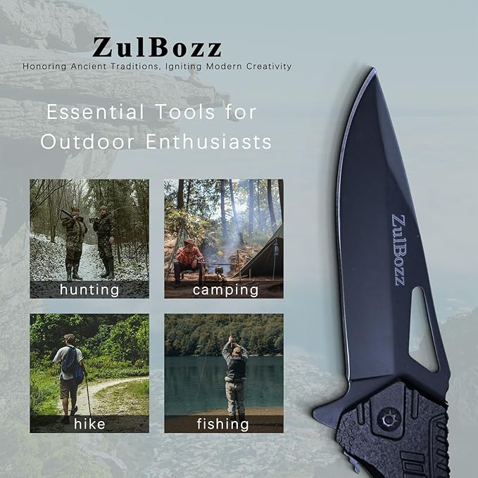 Pocket Knife - EDC, Tactical Knife with Clip, Folding Knife for Camping Hiking, Spring Assisted Knife, Survival Knife for Emergency Rescue Situations, Home Improvements, Gifts for Men - Black