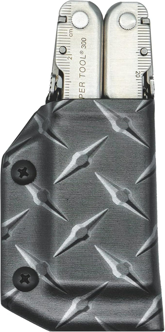Clip & Carry Kydex Multitool Sheath for Leatherman Supertool 300 - Everyday Carry Holder Holster - Made in USA - Diamond Plate (Multi-Tool not Included)