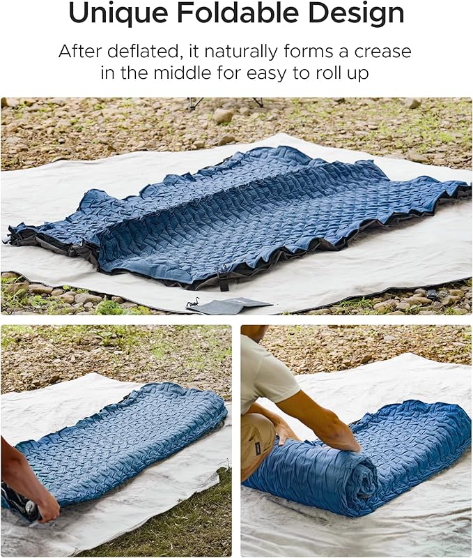 ACACIA 4" Thick Self Inflating Sleeping Pad with Foam, Innovative Y-Shaped Telescopic Structure, Ultraportable Camping Air Mattress with Pump Sack, Outdoor Compact Sleep Bed for Travel Tent Car