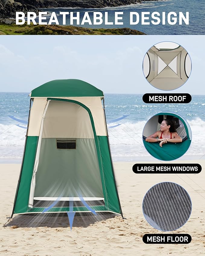 KingCamp Shower Tent, Portable Privacy Tent Outdoor Camping 1/2 Room Toilet Tents with Shower Bag & Dressing Room for Travel Beach Tailgate