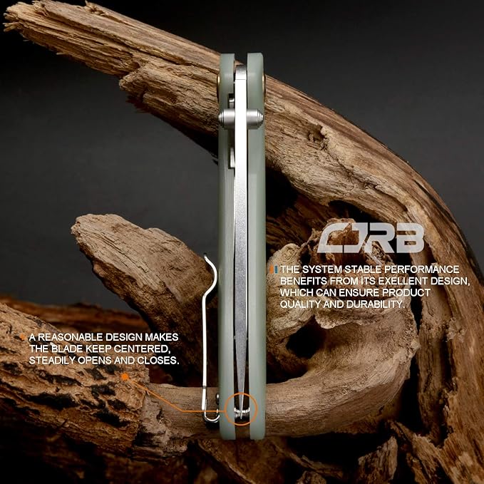 CJRB CUTLERY Folding Knife Feldspar Pocket Folding Knife Stonewash D2 Steel Blade G10 Tactical Handle EDC Knife Green (J1912)