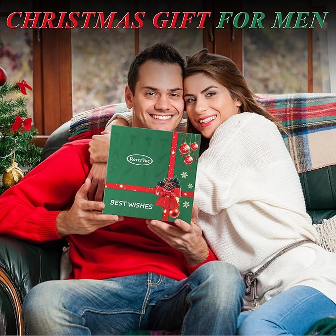 RoverTac Tool Set for Mens Gifts-Christmas Gifts for Men Gifts for Dad Husband Gifts Dad Gifts Boyfriend Christmas Gifts Mens Stocking Stuffers-12 in 1 Multitool Hammer Box Cutter Snowflake Multitool