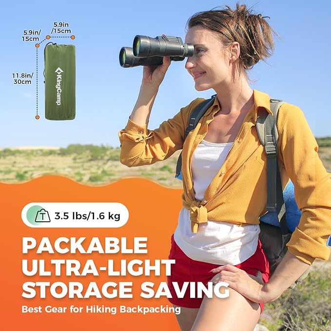 KingCamp Sleeping Pads for Camping, Self Inflating Camping Mattress with Built-in Foot Pump, Connectable Durable Inflatable Sleeping Mat with Pillow, Compact Camping Air Mattress for Camping Hiking