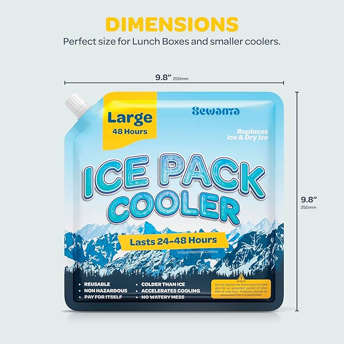Reusable Ice Packs for lunch Boxes, Coolers (18 Pack) Ice Pack for Outdoor Activities Like Camping & Travel - keep drink & Food Cold Up to 48 Hours with No Mess of Melting Ice.
