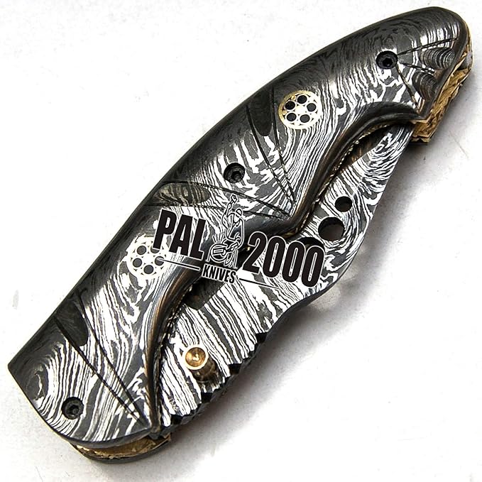 FP-9491 Handmade Damascus Steel Folding Pocket Knife With Sheath