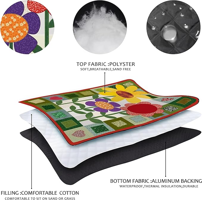 Picnic Blankets Beach Blanket 80" X 60" Extra Large Waterproof Camping Blankets Portable Outdoor Mat 3-Layer blanket for Beach, Hiking, Park, Music Festival, Grass Lawn,Travel