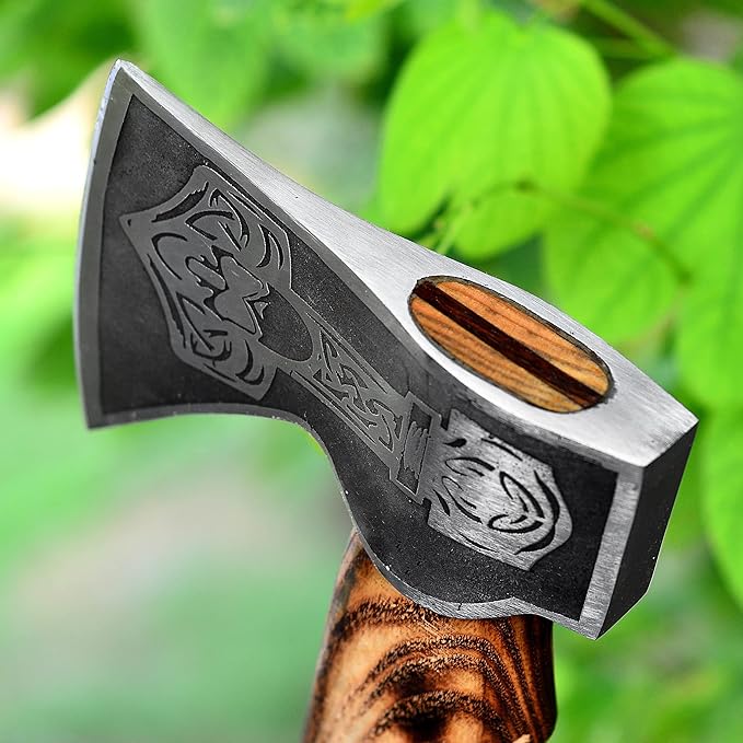 AX-5007 Custom Handmade Hatchet Viking Bearded Head Camping Tomahawk Tool Battle Axe with Sheath
